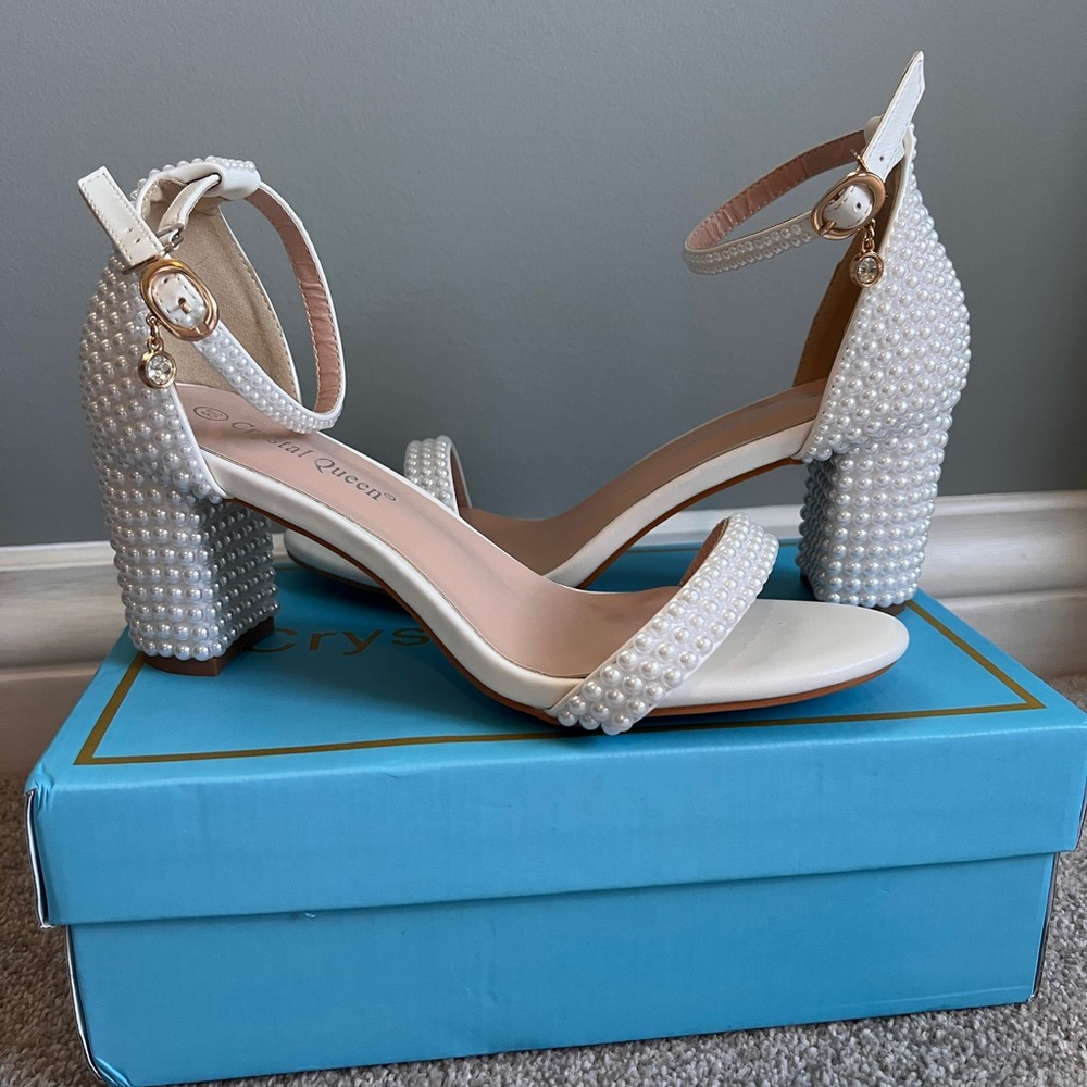 White elegant wedding heels